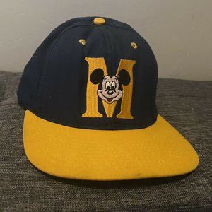 Vintage Mickey Mouse Hat Baseball Cap Snapback Disney Yellow and Blue